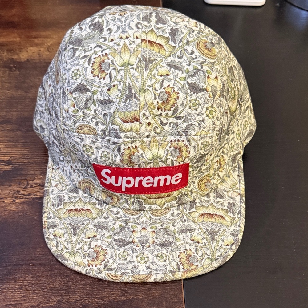 Supreme Tapestry Pattern Cap with Red Logo